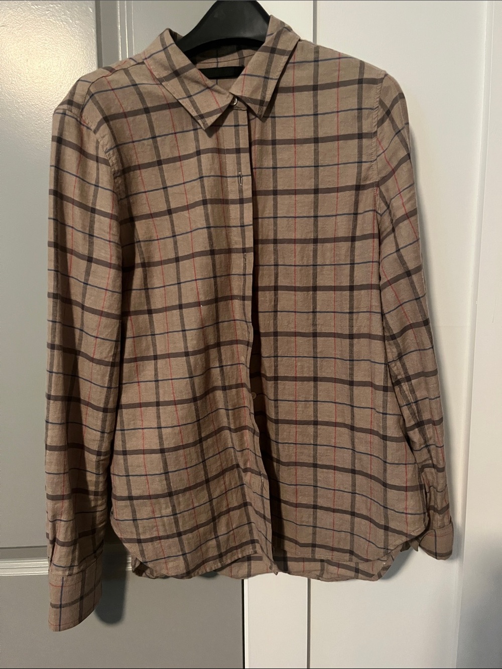 Jenni kayne Beige Plaid Button-Up Shirt